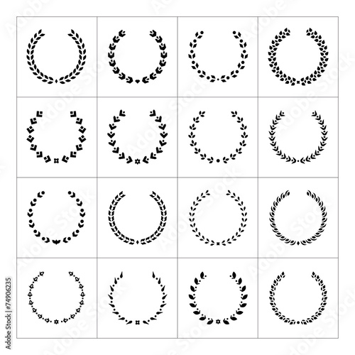 Set icons of laurel wreath and modern frames