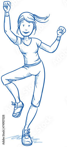 Happy young fitness woman doing workout, aerobic, sports