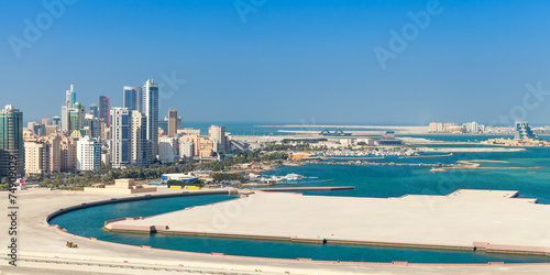 Bird view panorama of Manama city, Bahrain photo