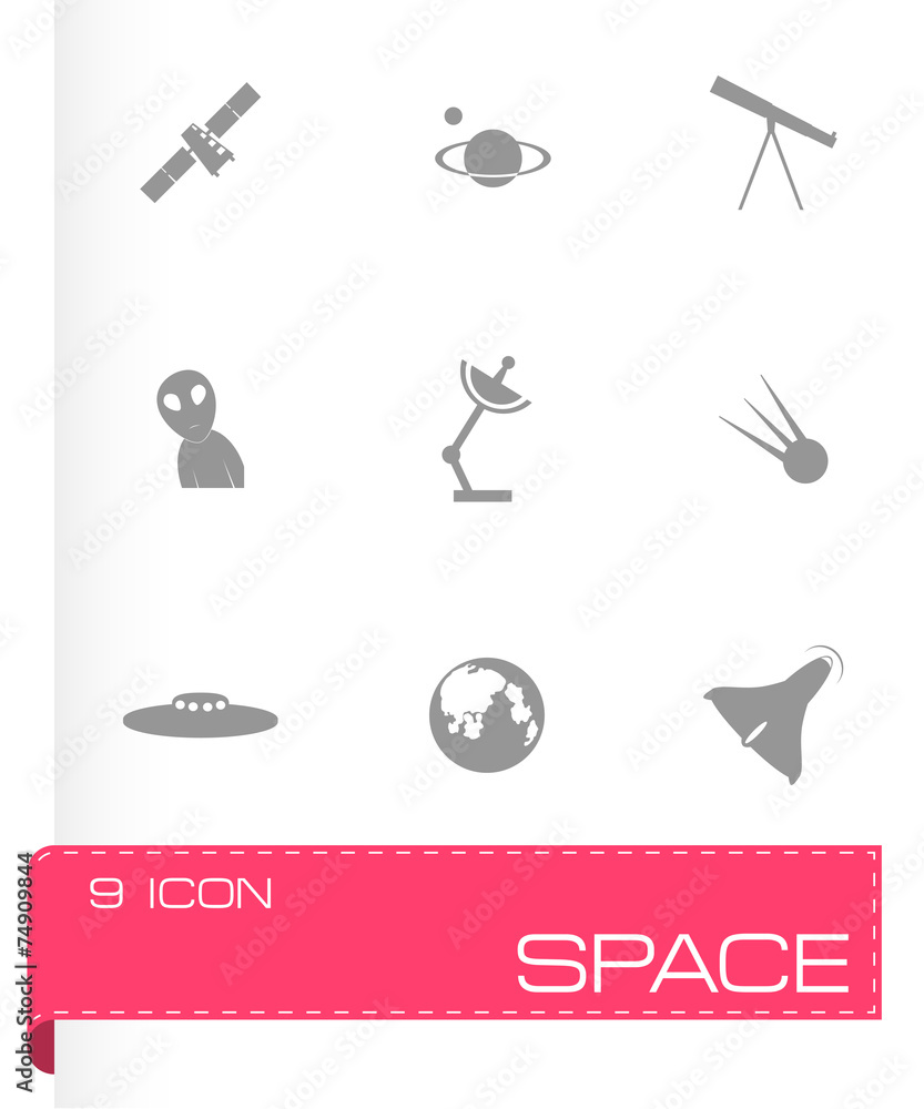 Vector black space icons set Vector black space icons set