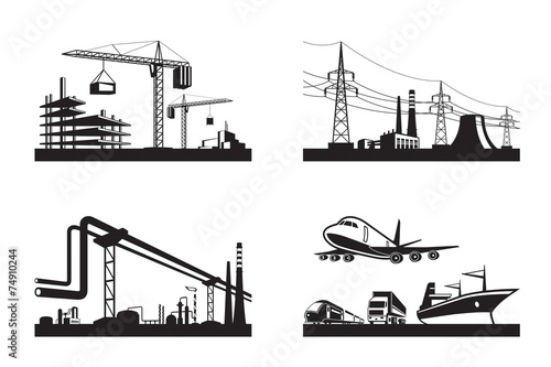 Different types of industries - vector illustration