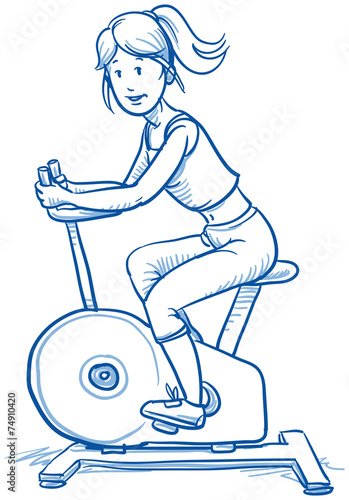 Happy young fitness woman doing workout, spinnin, sports,