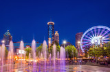 Centennial Olympic Park in Atlanta during blue hour after sunset