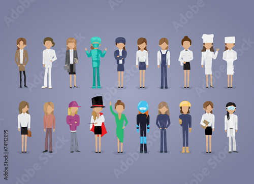 People Of Different Professions Set - Isolated On Gray Background - Vector Illustration, Graphic Design, Editable For Your Design