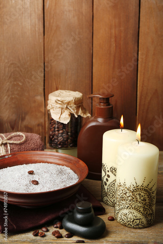 Beautiful spa composition with decorative Indian candles 
