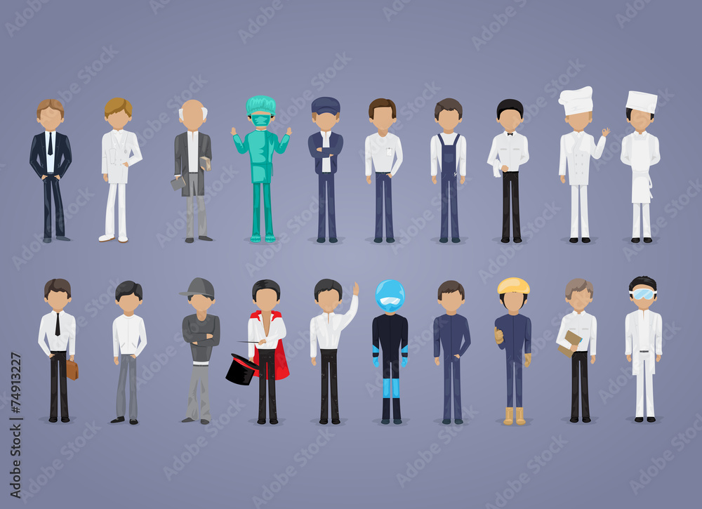 People Of Different Professions Set -Isolated On Gray