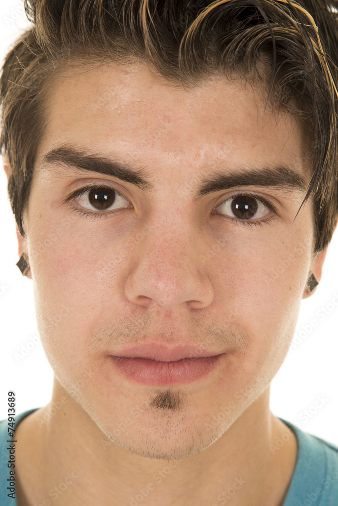 Obraz premium man head close earings looking