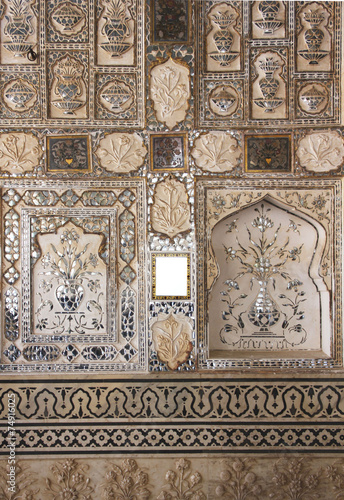 Detail of mirrored silver tiles inside the Amber fort © greta gabaglio