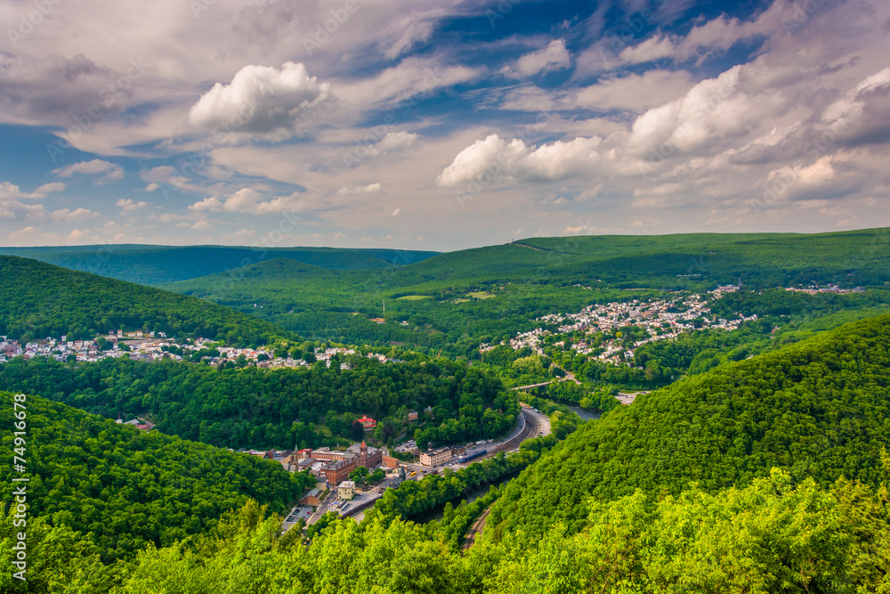 View of Jim Thorpe from Flagstaff Mountain, Pennsylvania.