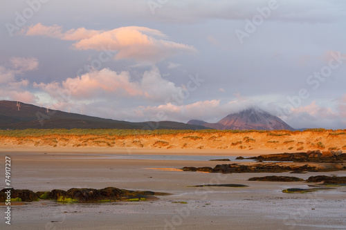 Mt Errigal as seen from a beach near Bunbeg in Donegal, Ireland.