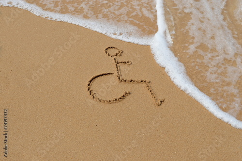 Disabled symbol at the beach