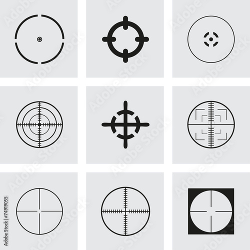 Vector black crosshair icon set