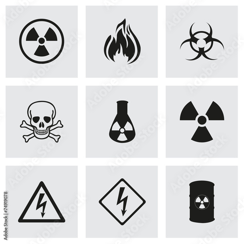 Vector black danger icons set