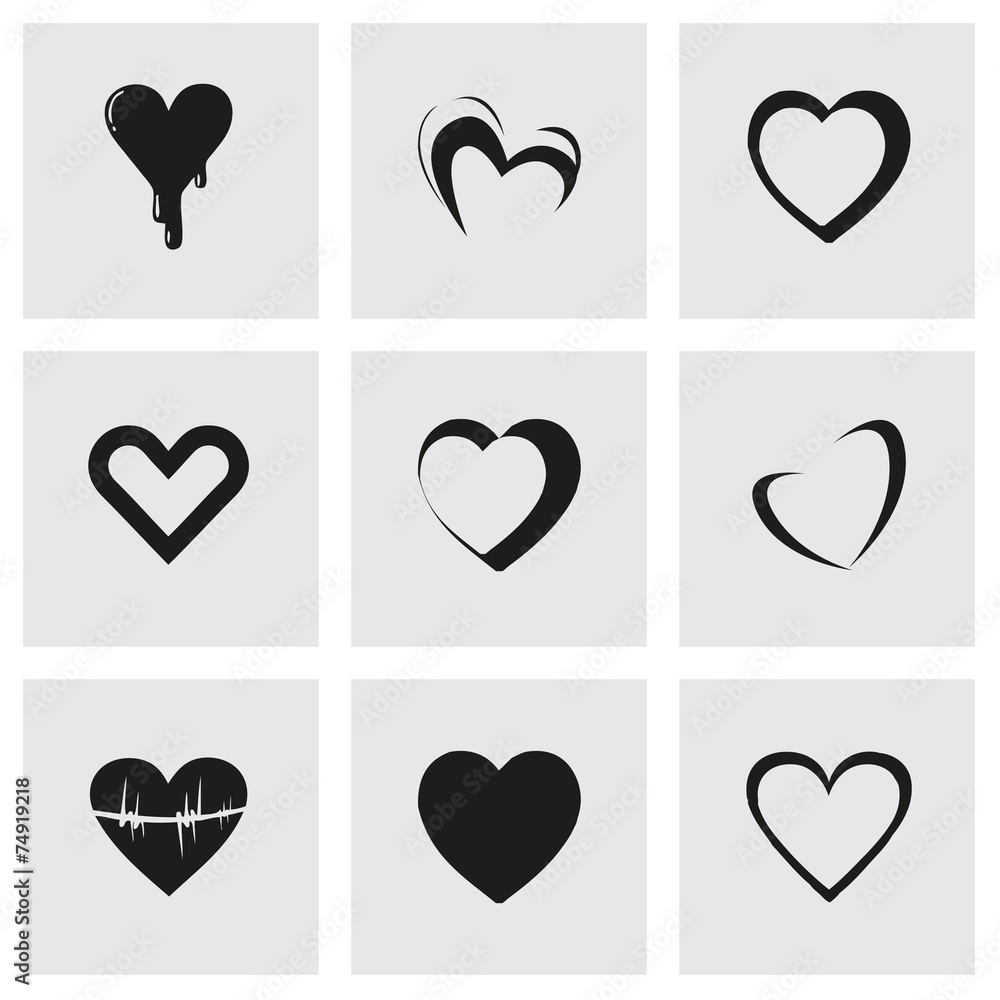 Vector hearts icons set - obrazy, fototapety, plakaty 