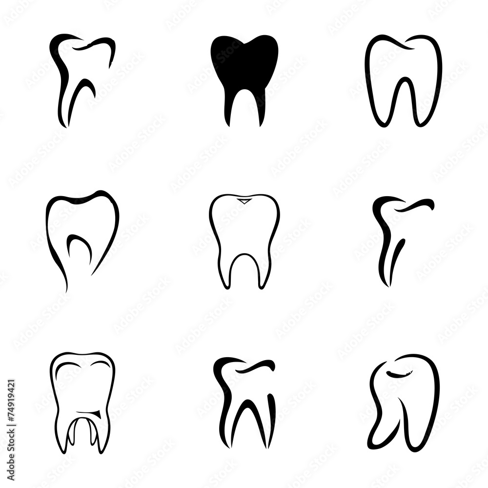 Vector teeth icon set Vector teeth icon set