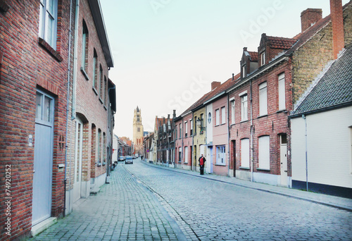 An old medieval side street of Bruges
