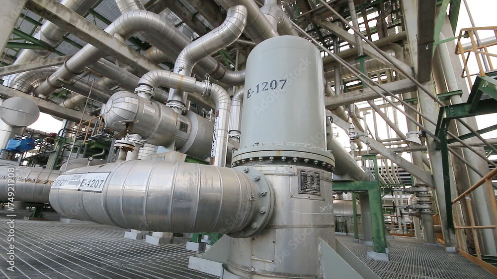 Heat exchanger in refining plant , Smooth panning video Heat exchanger in refining plant , Smooth panning video