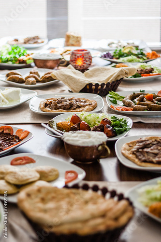Traditional Turrkish Cuisine, Dinner Table	 photo