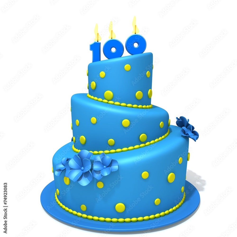 Birthday cake with number one hundred 3d illustration Birthday cake with number one hundred 3d illustration