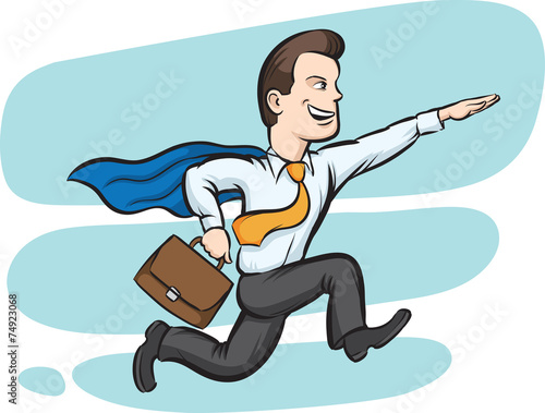 Businessman running like superman