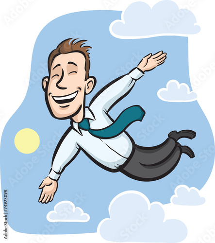 Businessman flying in the sky