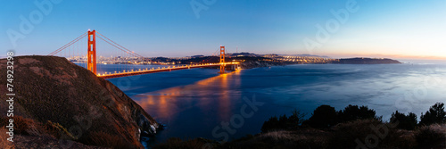 Panoramic view of Golden Gate bridge, San Francisco, USA. #74923298