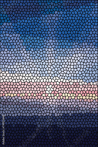Mosaic abstract sea or ocean shore