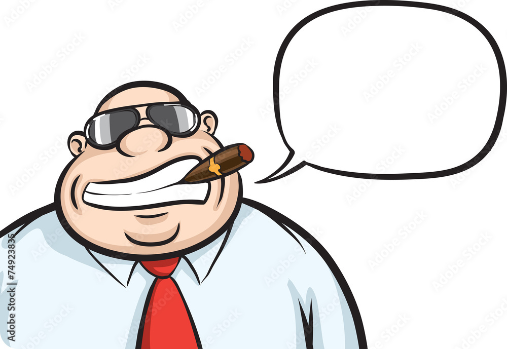 Cartoon cheerful boss with speech bubble Cartoon cheerful boss with speech bubble