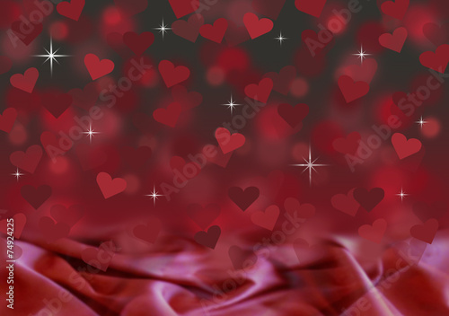 red black valentines satin bokeh background illustration hearts