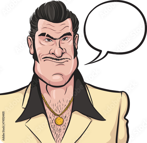 Cartoon mafia man with speech bubble