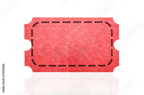 Red ticket isolated on white background.