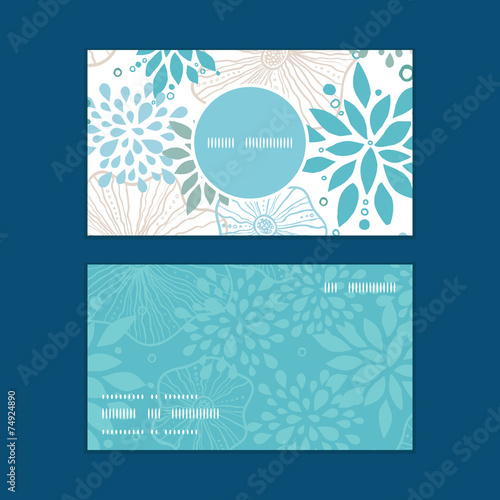 Vector blue and gray plants vertical round frame pattern