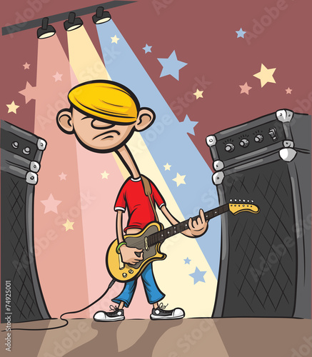 Cartoon sad rock guitarist
