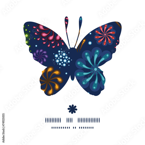 Vector holiday fireworks butterfly silhouette pattern frame