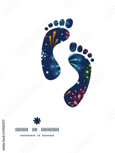Vector holiday fireworks footprints silhouettes pattern frame