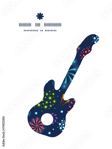 Vector holiday fireworks guitar music silhouette pattern frame