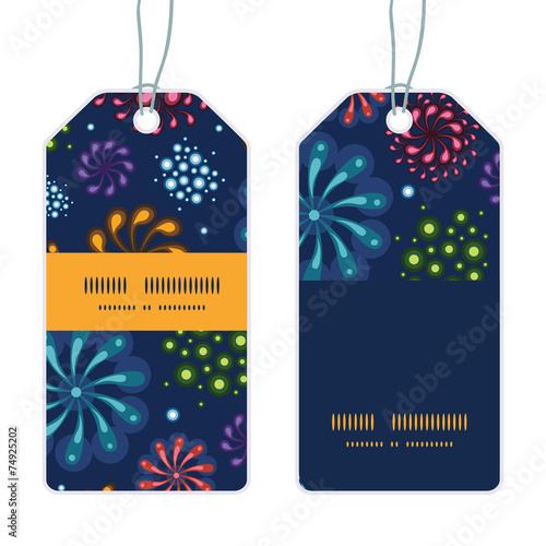 Vector holiday fireworks vertical stripe frame pattern tags set