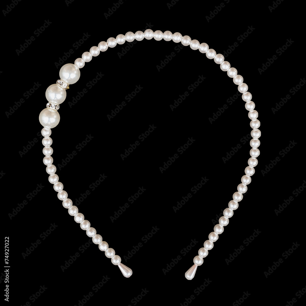 White pearls on the black background White pearls on the black background