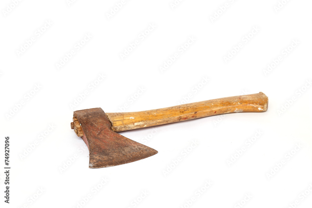 Old chopping axe isolated on white background Old chopping axe isolated on white background