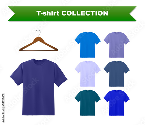 Blue T-shirt template collection with hanger
