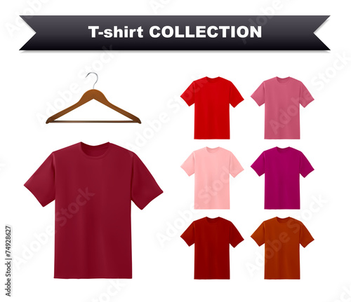 Red T-shirt template collection with hanger