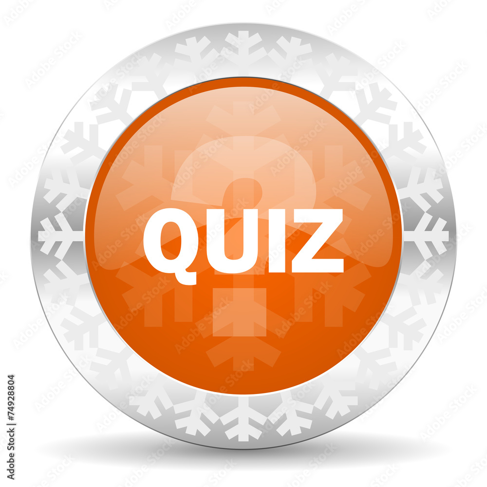 quiz orange icon, christmas button quiz orange icon, christmas button