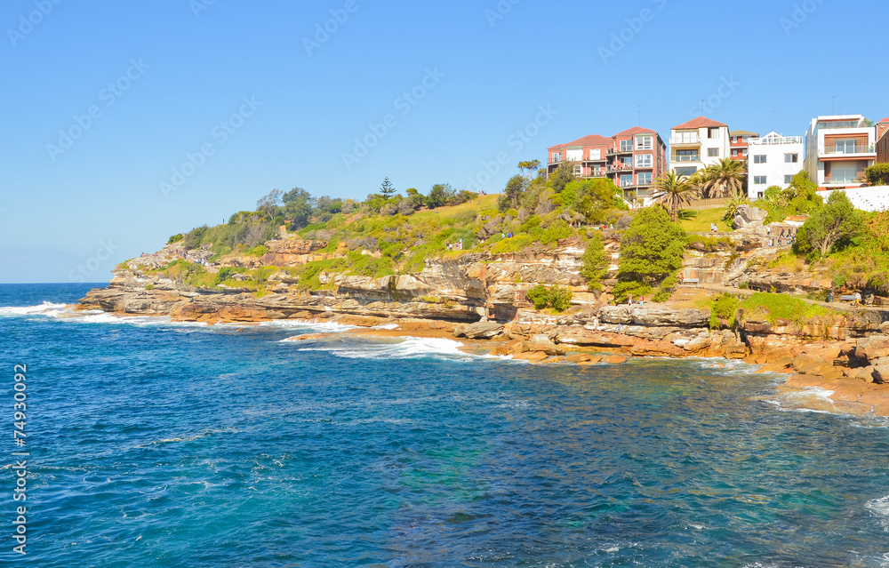 View of coast and houses around Bondi beach ,Sydney