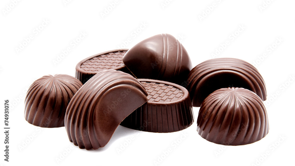 Fototapeta premium Chocolate candies isolated on a white