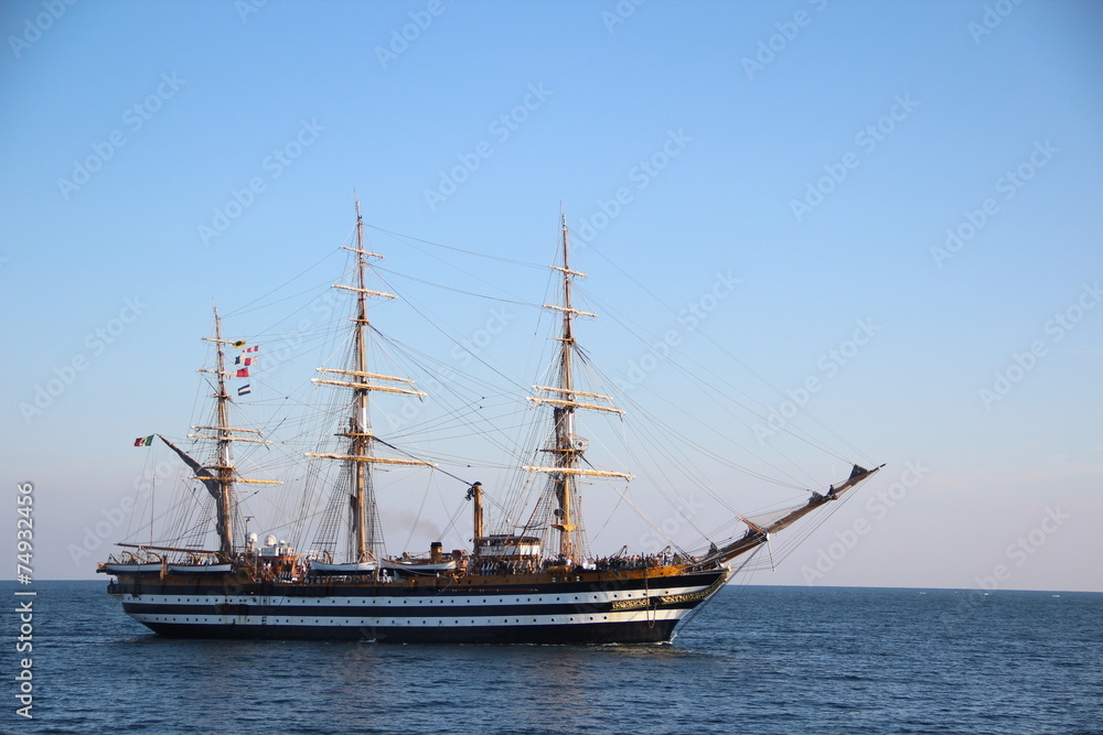 beautiful Italian sailing ship on the high seas