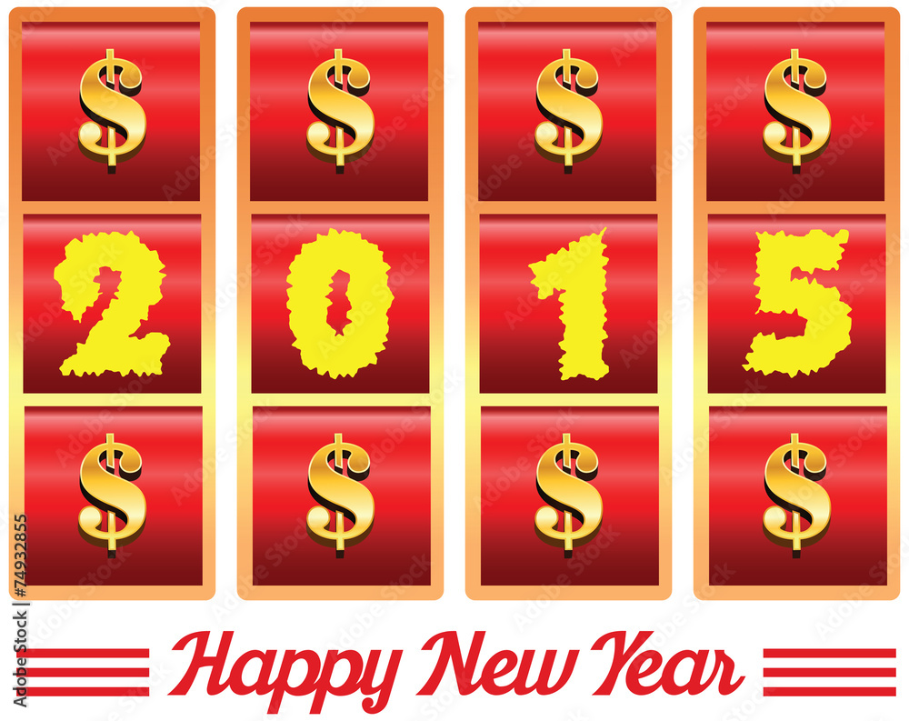 2015 year number illustration of casino machine slot jackpot