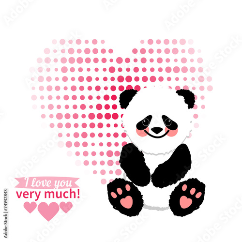 Illustration drawn by animal panda declaration of love