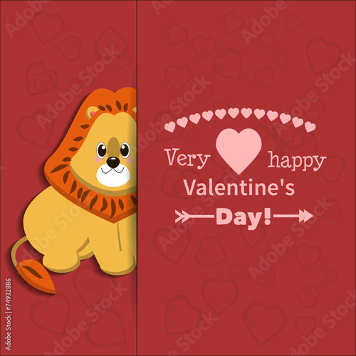 Illustration drawn by animal lion declaration of love