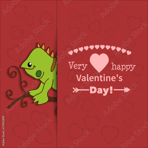 Illustration drawn by animal iguana declaration of love