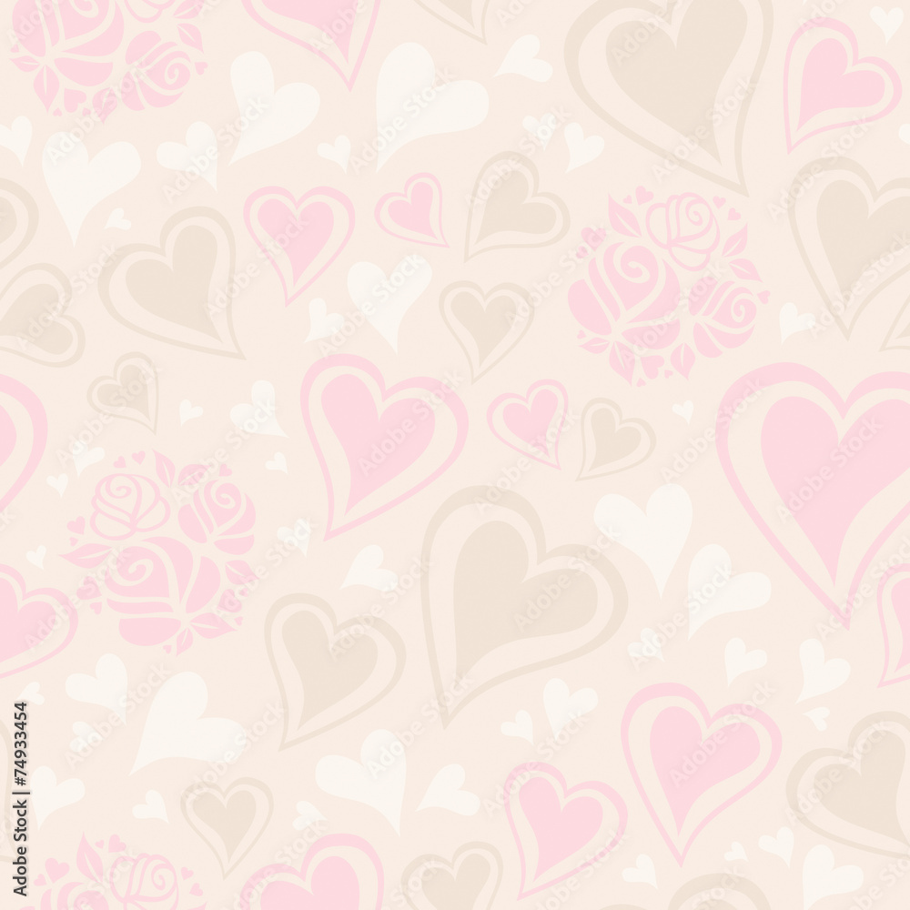 seamless pattern with hearts and roses
